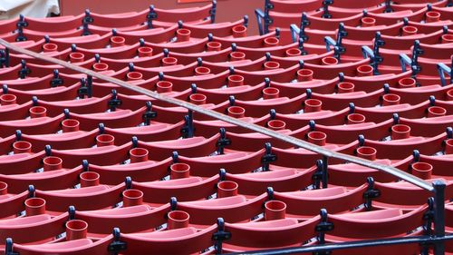 High angle view of empty chairs