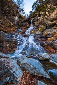 Scenic view of waterfall in forest