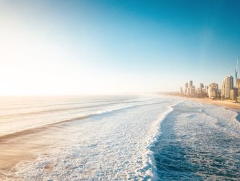 Scenic view of sea against clear sky