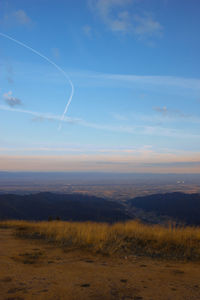 Scenic view of field against sky at sunset