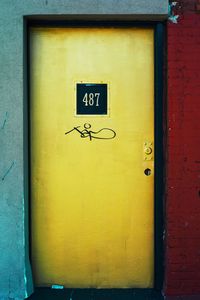 Closed door of building
