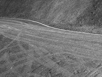 High angle view of road on field