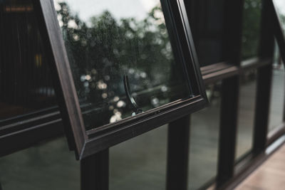 Close-up of raindrops on window