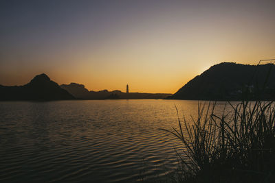 Scenic view of sea against sky during sunset