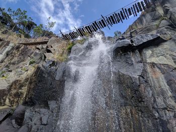 Low angle view of waterfall
