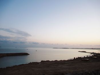 Scenic view of sea against sky at sunset