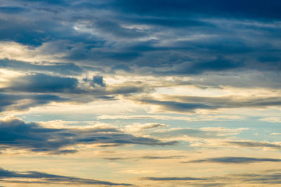 Low angle view of clouds in sky during sunset