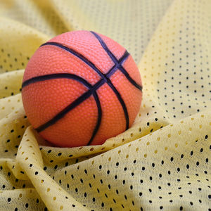 High angle view of basketball and textile
