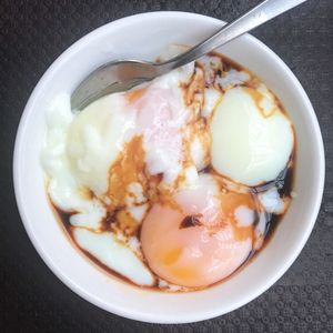 High angle view of breakfast served in plate