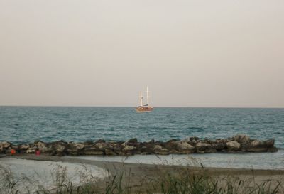 Scenic view of sea against clear sky