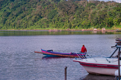 Scenic view of lake against trees