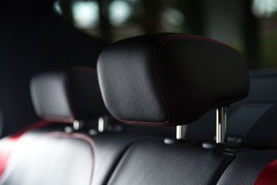 Close-up of empty seats in bus