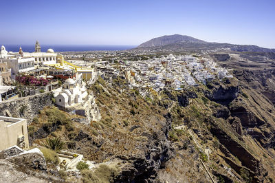 High angle view of buildings in city