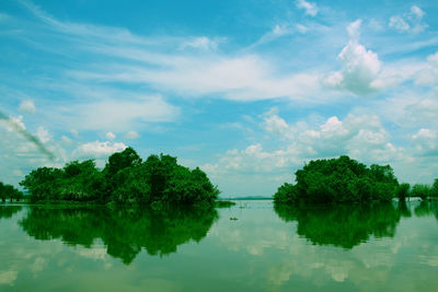 Scenic view of lake against sky