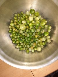 High angle view of fruits in bowl on table