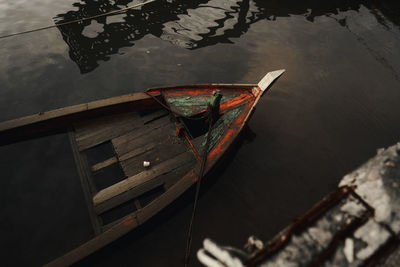 High angle view of boat in lake