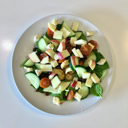 Directly above shot of salad in plate on table