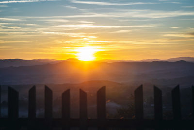 Scenic view of silhouette landscape against sky during sunset