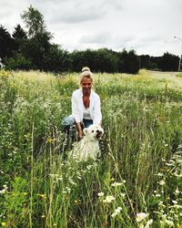 Full length of woman on field