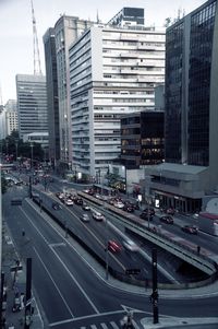 High angle view of city street