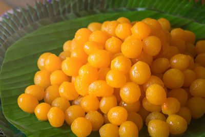 High angle view of orange fruits