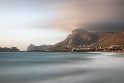 Scenic view of sea against sky during sunset long exposure greece crete falassarna