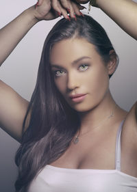 Close-up portrait of a beautiful young woman