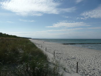 Scenic view of beach against sky