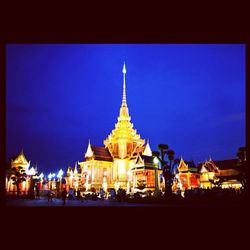 Illuminated building at night