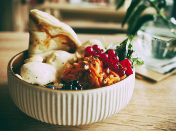 Close-up of fruit salad in bowl on table