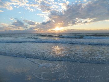 Scenic view of sea at sunset