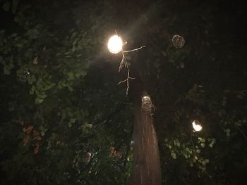 Low angle view of illuminated street light