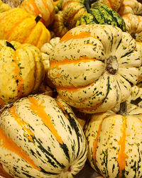 Full frame shot of pumpkins at market stall