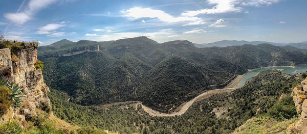 Scenic view of mountains against sky