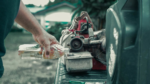 Man working on motorcycle