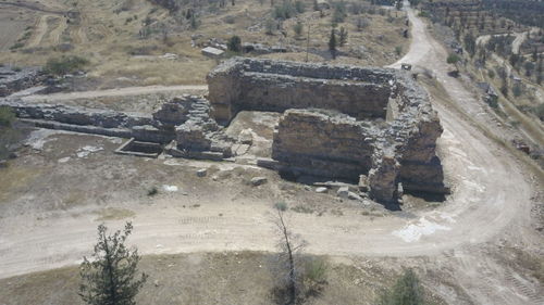 High angle view of cars on land