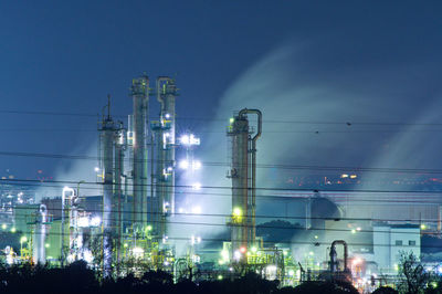 Night view of oil refinery.