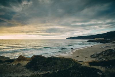 Scenic view of sea against sky during sunset