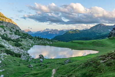 Panoramic view of landscape and mountains against sky