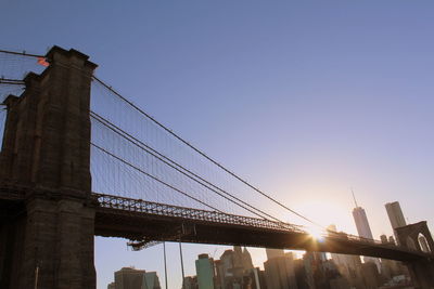 Low angle view of suspension bridge