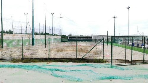 Soccer field against sky