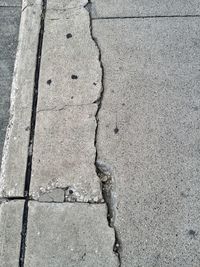 High angle view of cracked road