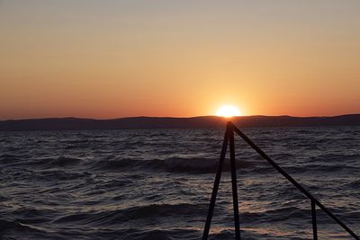 Scenic view of sea against clear sky during sunset