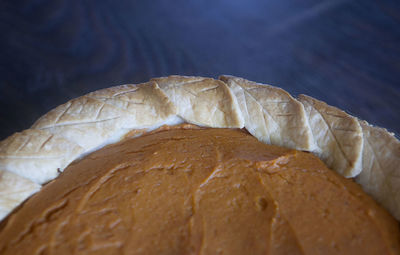 High angle view of sweet pie on table