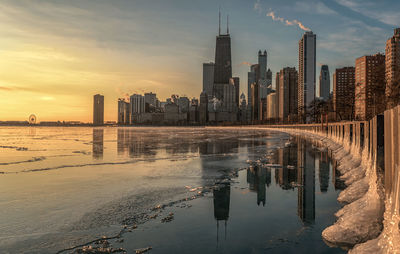 Chicago cityscape at sunset