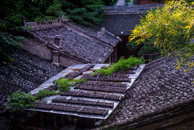 High angle view of staircase of building