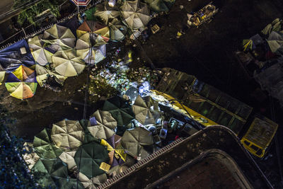 High angle view of garbage in sea