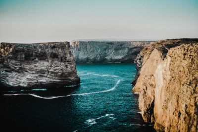 Scenic view of sea against clear sky