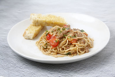 Close-up of food in plate on table