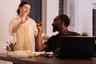 Business colleagues working at office